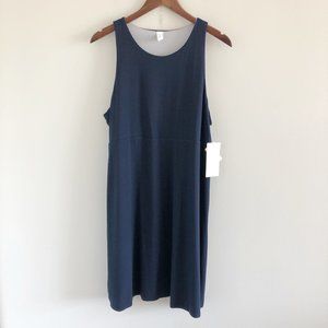 *DONATED* NWT Athleta Santorini Reversible Tank Dress XL Blue Gray Stretch Midi